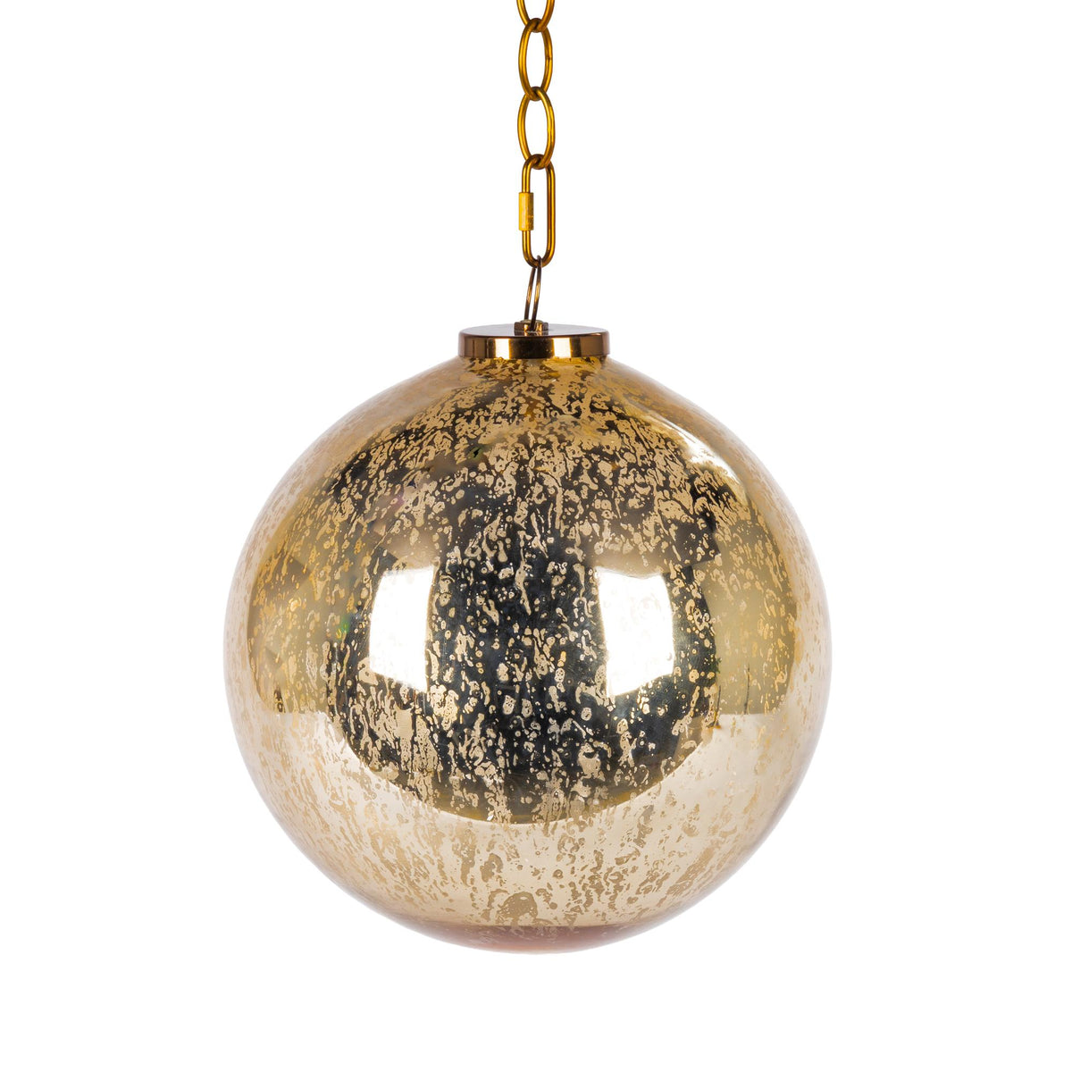 10" Mercury Gold Glass Ornament, w/ 24" Chain
