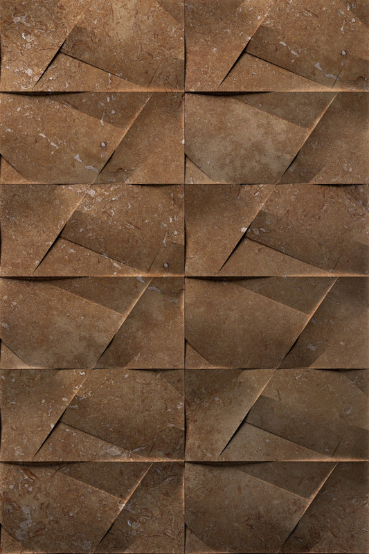 Antalya Noce Travertine Field Dimensional Carved Stone WHIRPOOL Wall Tile - Livfloors Collection