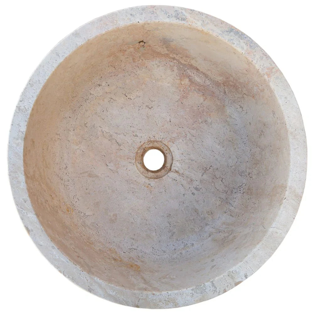 Natural Stone Beige Travertine Self-Rimming Above vanity or Drop-in Bathroom Sink