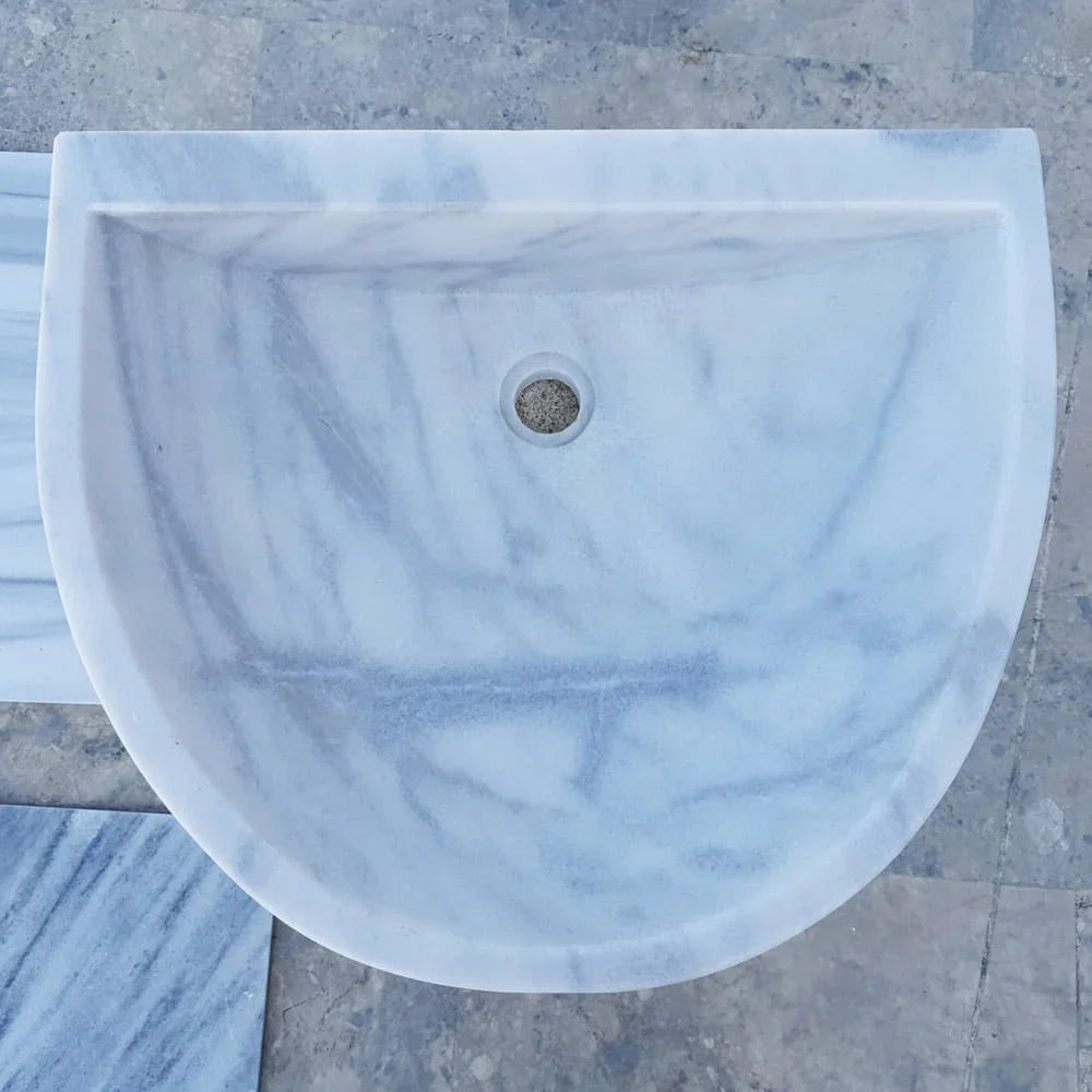 Natural Stone Carrara White Marble Wall-Mount Bathroom Marble Sink