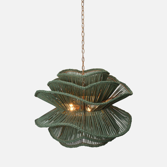 Alondra Chandelier Hunter Green Rattan 30"D x 23"H