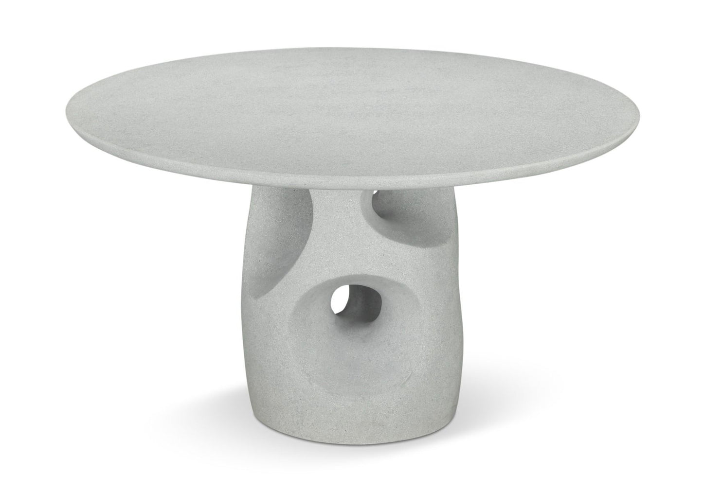 Concrete side table with unique design on a white background