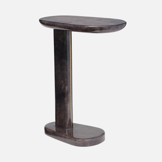 Adam Charcoal Gloss Vellum Leather / Brass Metal 18"L x 10"W x 24"H