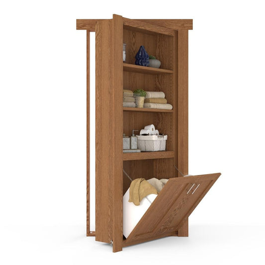 Hidden Flush Mount Oak Hamper Door