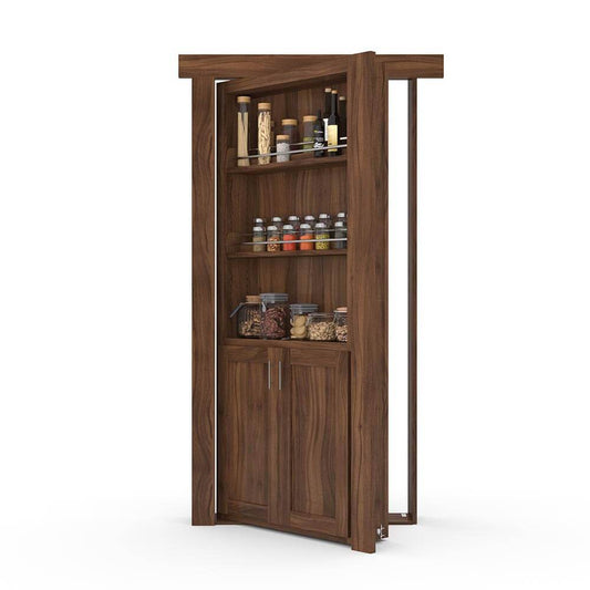 Hidden Flush Mount Walnut Spice Rack Door