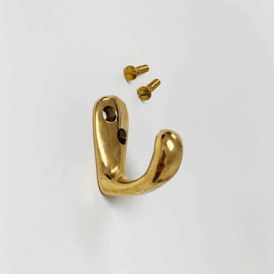Unlacquered Brass "Louie Style 1" Polished Brass Wall Coat and Hat Hook