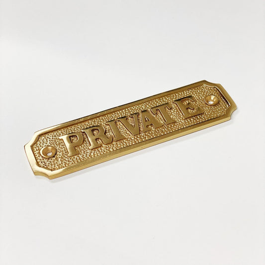 Brass "Private" Door Sign 4-3/4" W x 1-1/4" H - Door Hardware Office Sign