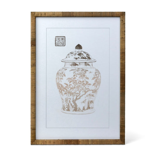 Lotus Framed Ginger Jar Wall Art, 3 Assorted Styles