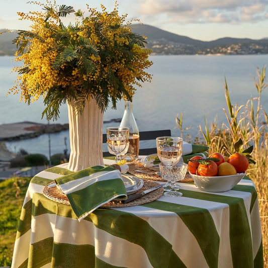 French Tablecloth St. Tropez Vert Stripes