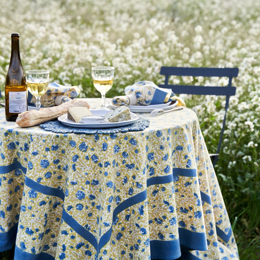 French Tablecloth Meadows Blue & Green