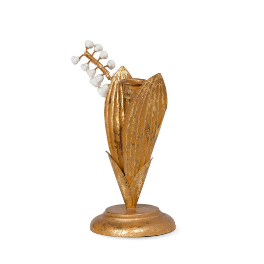 Hand Embossed Lily of the Valley Candle Holder, 7"