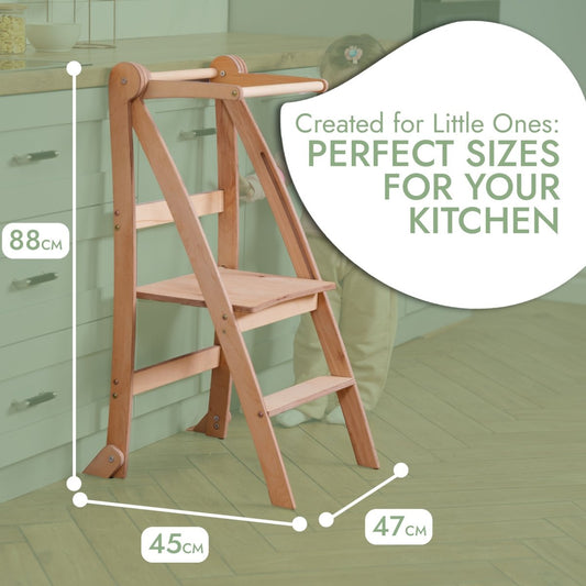Learning Tower: Foldable Step Stool for Kids & Toddlers - Beige