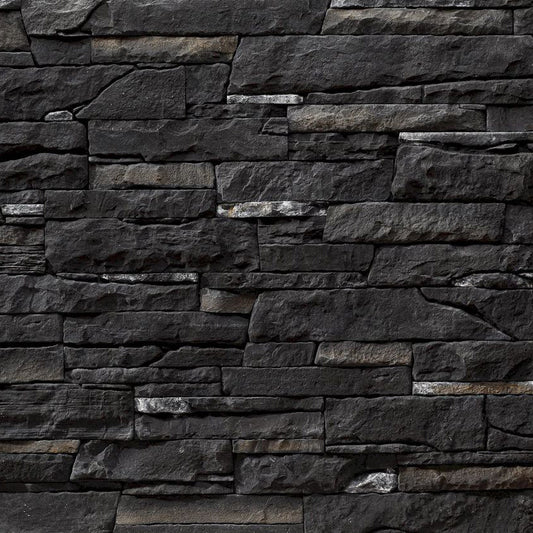 Inka Dark Rundle Black Slate Look Manufactured Stone Handmade Veneer - Livfloors Collection
