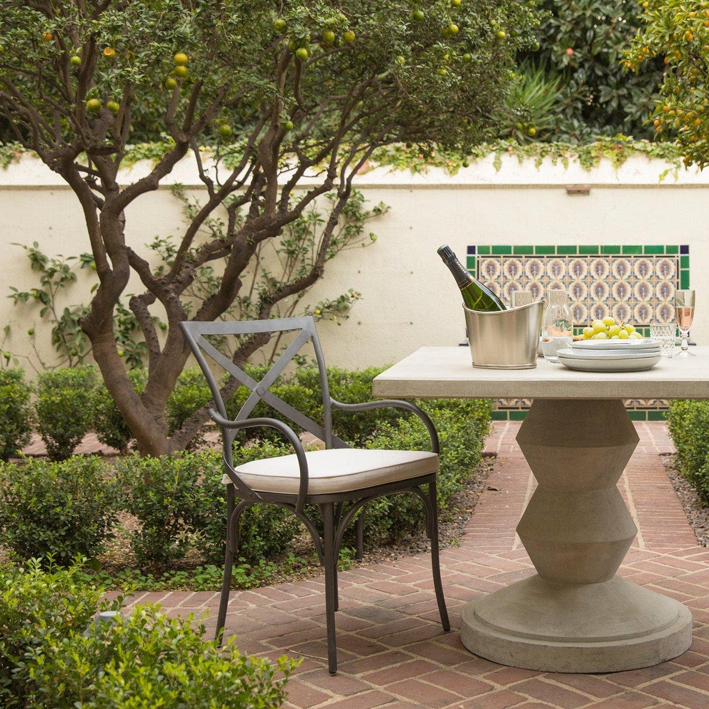 Beverly Patio Chair - Tanaro Flax Performance Woven Fabric