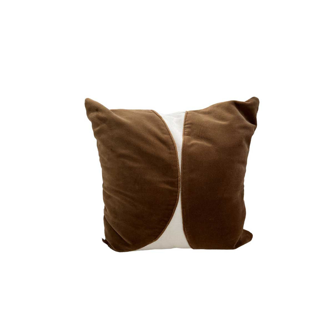 Brown Velvet on Oyster Linen Throw Pillow 22" Sq by Tara Shaw regular view
