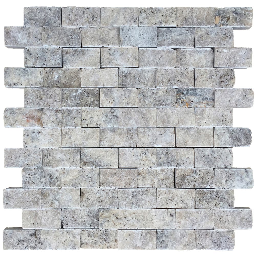 Travertine Silver Split Face Mosaic Floor and Wall Tile - Livfloors Collection