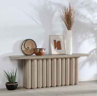 Tiber Oak Wood 90" Console Table White Washed by Classic Home