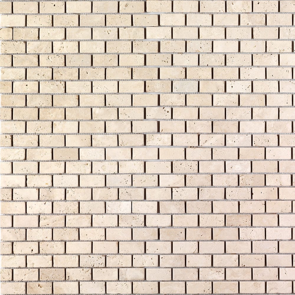 Light Beige Travertine Tumbled Mosaic Floor and Wall Tile - Livfloors Collection