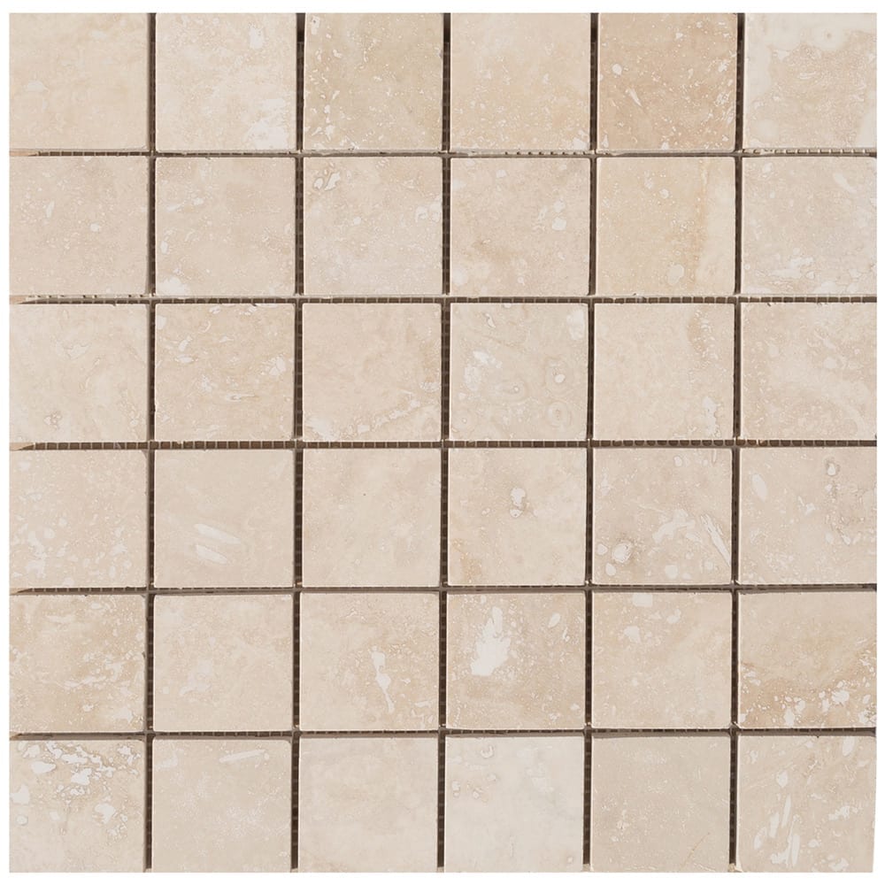 Light Beige Travertine Honed Mosaic Floor and Wall Tile - Livfloors Collection