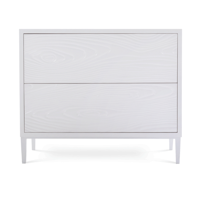 Tuck - White wooden headboard with slatted design on a white background