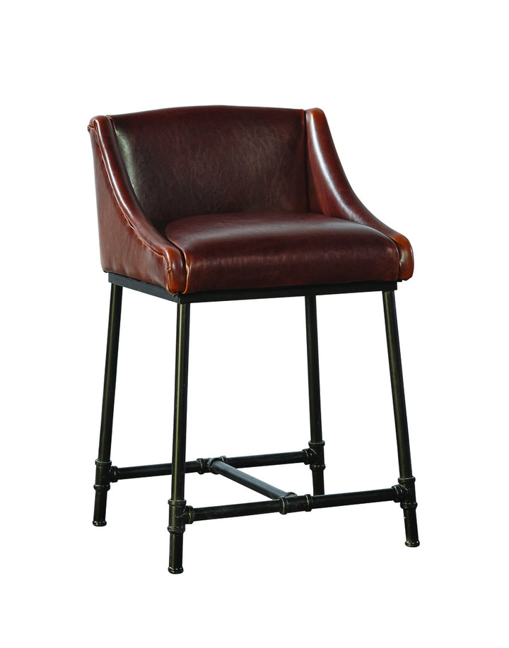 Industrial Leather Iron Pipe Counter Stool