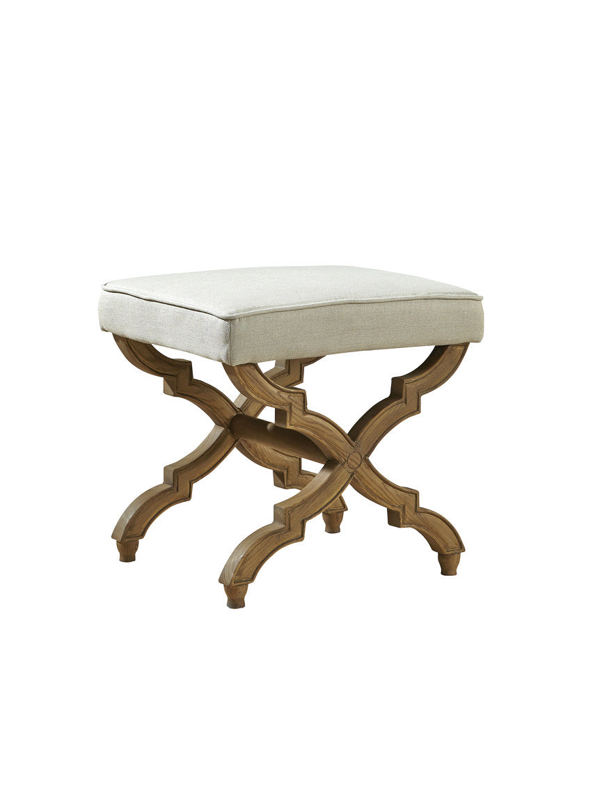 Linen and Oak Foot Stool/Ottomans by Furniture Classics