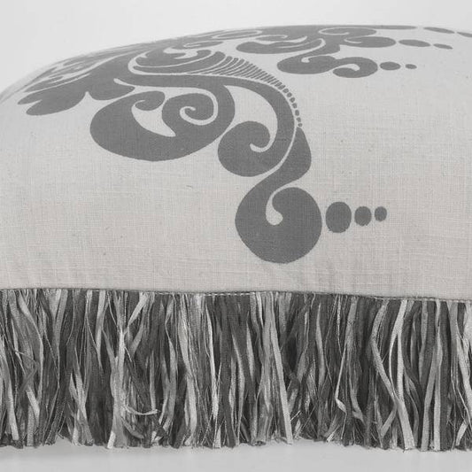 Couture Dreams Enchantique Dark Grey Decorative Euro Pillow with Fringe - Maison de Kristine