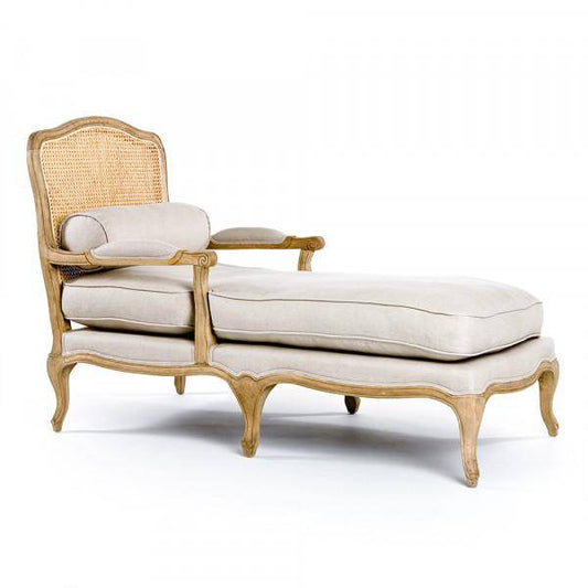 Bastille Chaise Lounge in Natural Linen without back cushion- Maison de Kristine