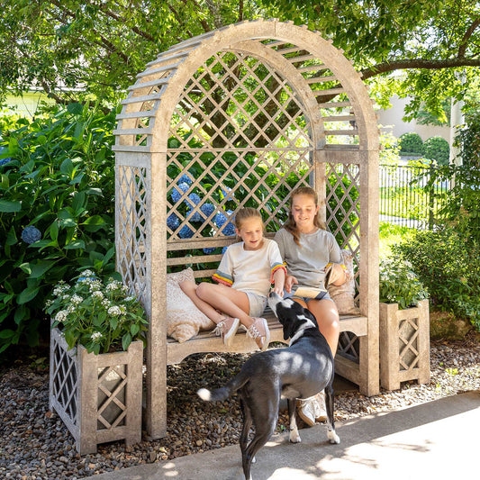 Whimsical Whitewash Iron Garden Trellis: Create Your Outdoor Fairy Tale