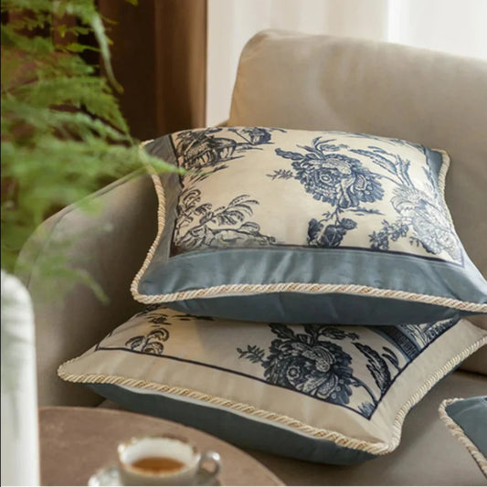 Velvet Blue and White Toile de Jouy, Delft Blue to Love