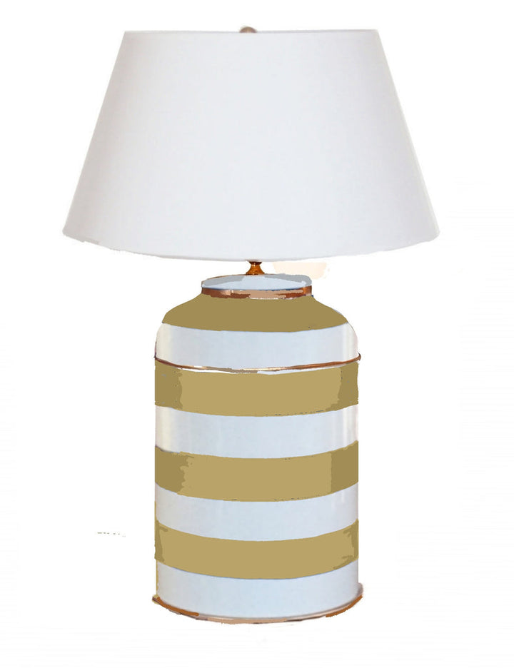 Stacked Tole Lamp in Taupe Stripe, by Dana Gibson, 2 Sizes
