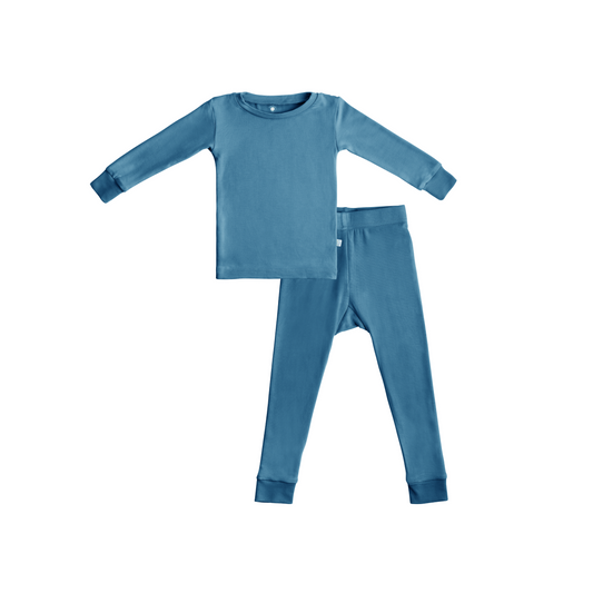 Blue pajama set on a white background