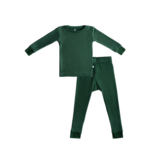 Green pajama set on a white background