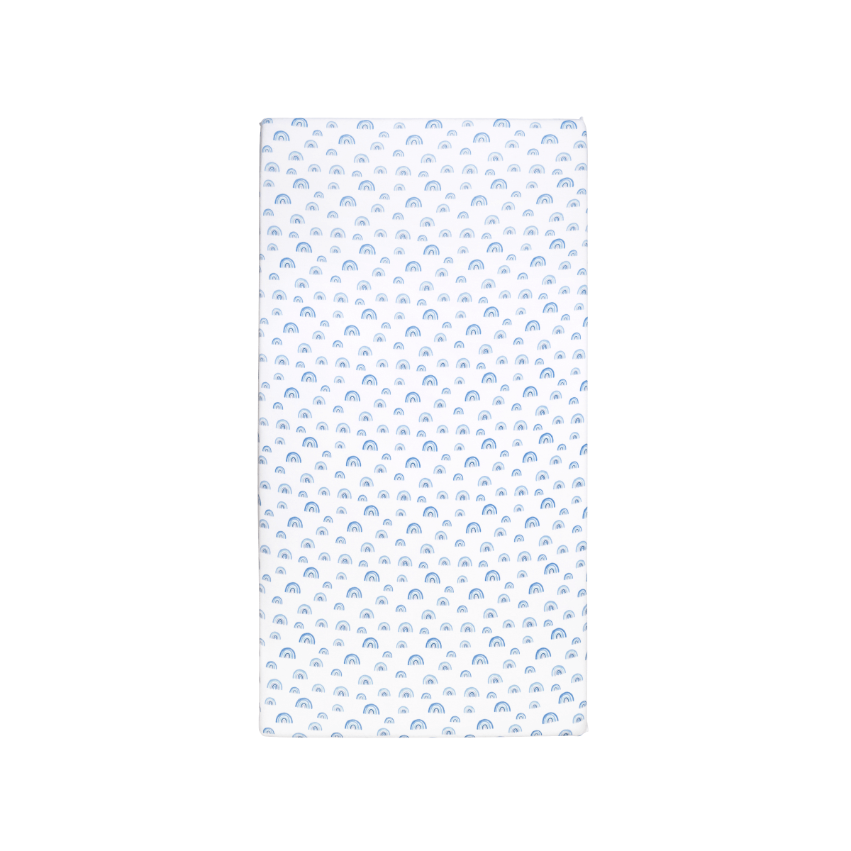 White towel with blue wave pattern on a white background