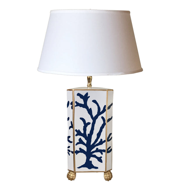 Navy Coral Table Lamp & Shade by Dana Gibson
