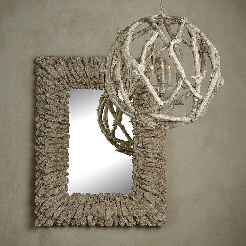 Beachhead Whitewash Rectangular Mirror by Currey and Compay