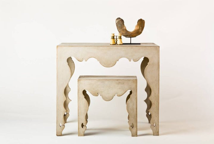 Contemporary Rococo Martini Table in Painted Swedish Finish by Tara Shaw shown with large and small size
