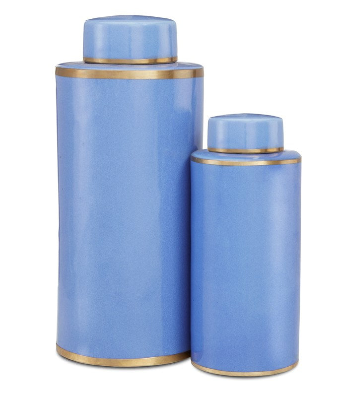 Blue Tea Canister Set of 2 by Currey and Company