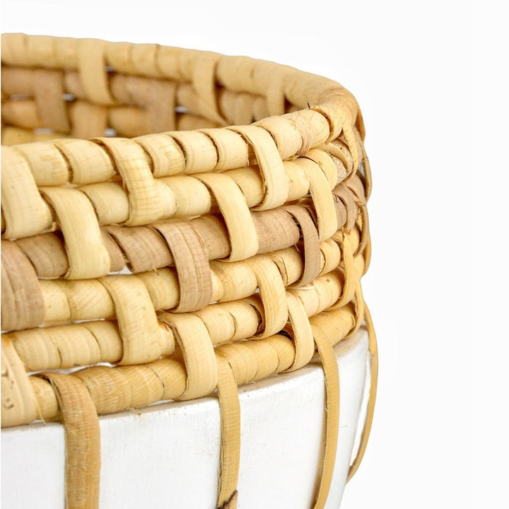 Kyoto Rattan & White Bowl by Currey and Company
