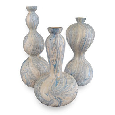 Calm Sea Marbleized Vase Set of 3 by Currey and Company