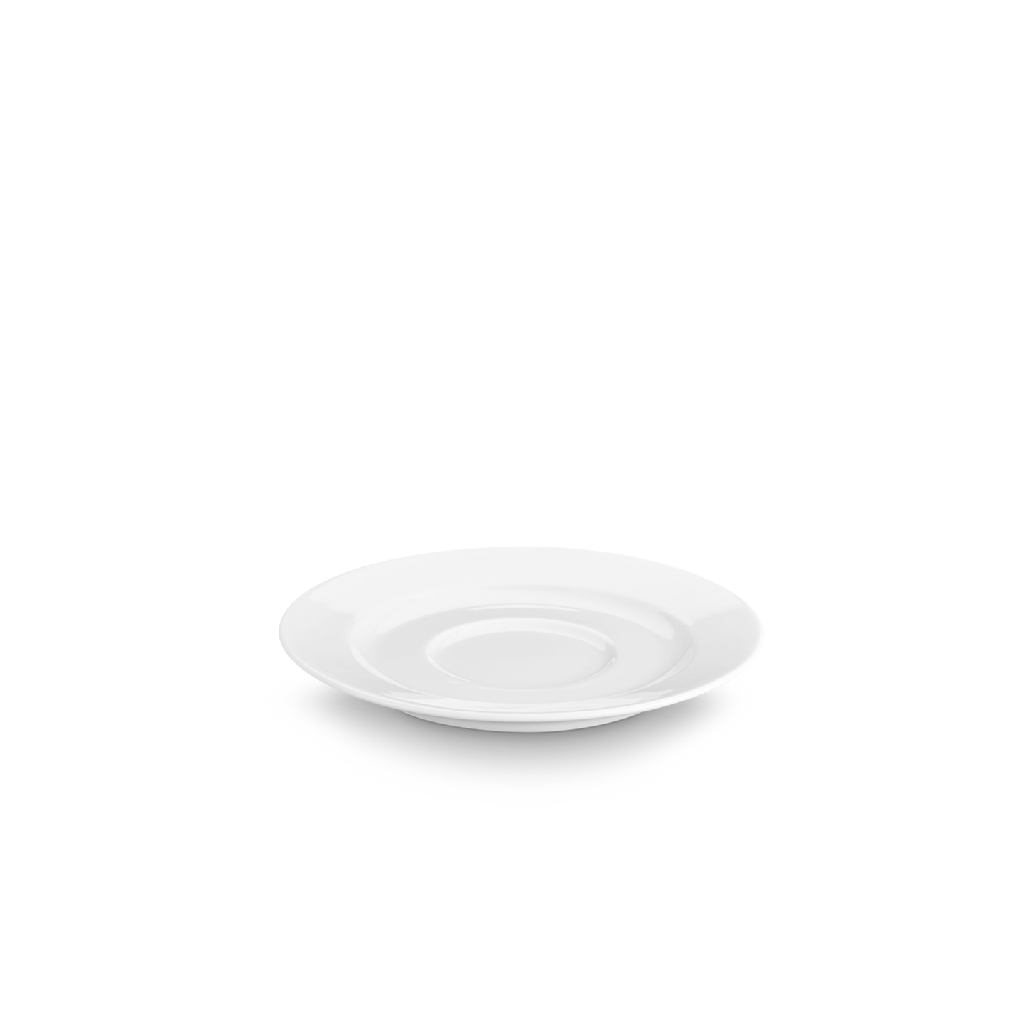 White ceramic saucer on a white background