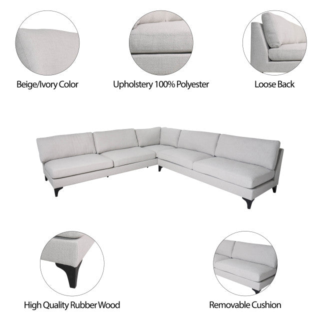 Sagebrook Modern Sectional Sofa Beige