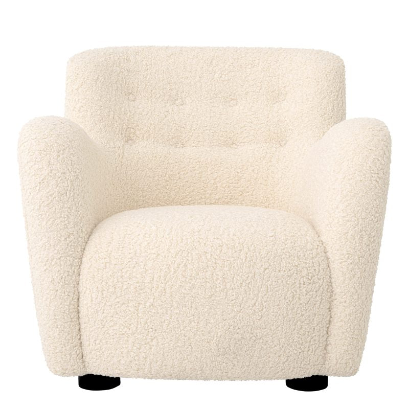 The faux shearling upholstery is a great way to add texture to any space.