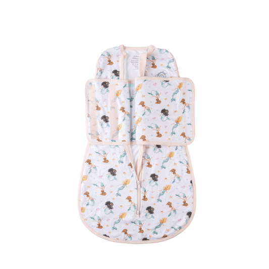 Baby sleeping bag with dog pattern on a white background