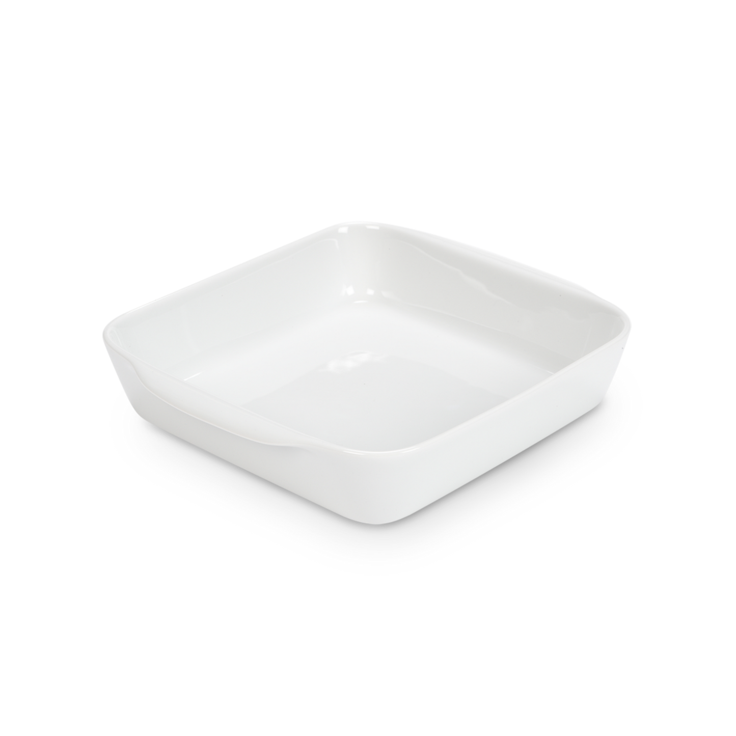 White square ceramic dish on a white background