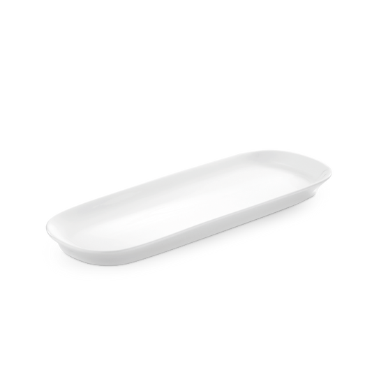 White ceramic serving platter on a white background
