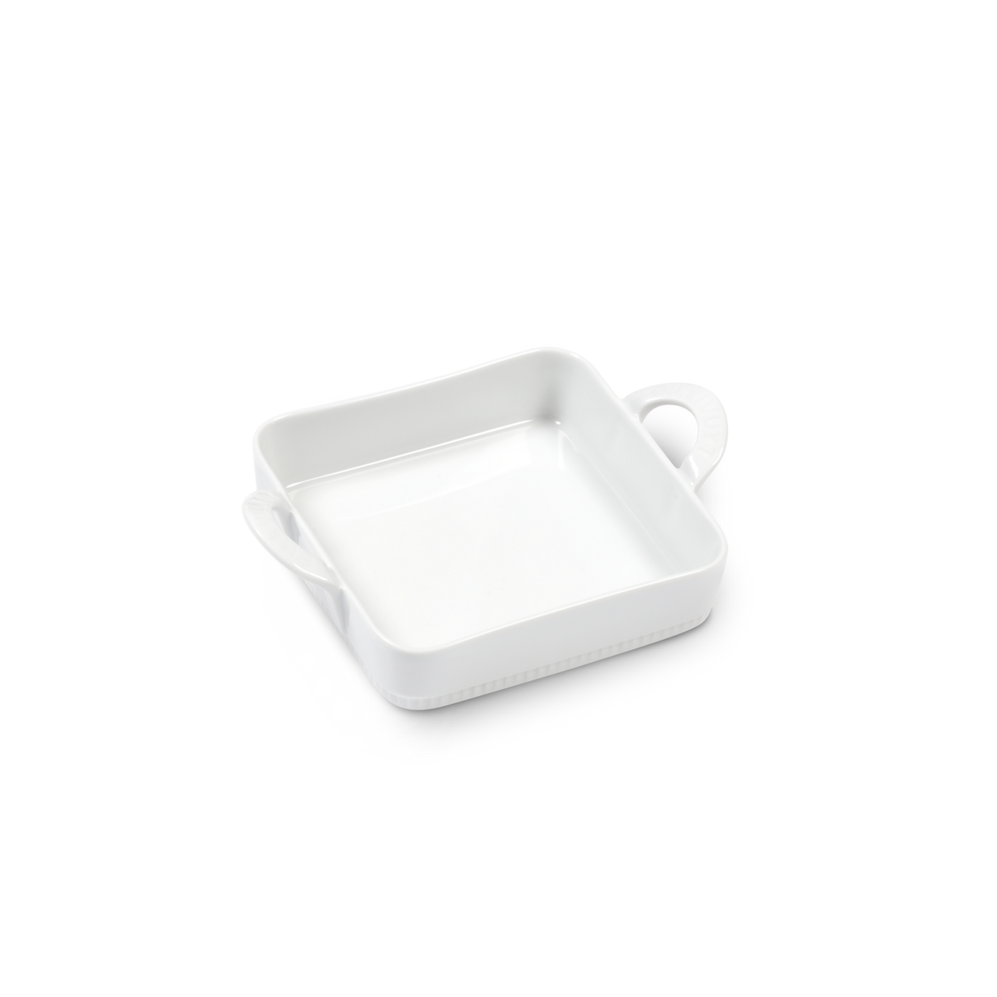 White rectangular ceramic dish on a white background