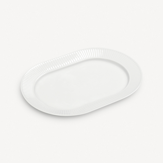 White oval platter on a light gray background