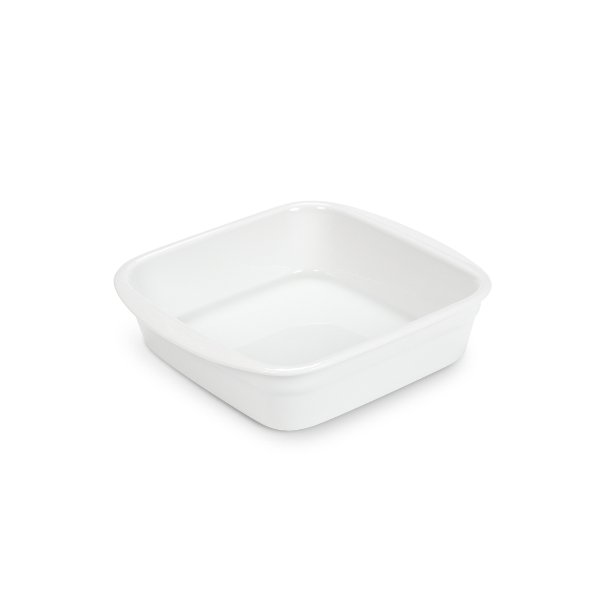 White ceramic baking dish on a white background