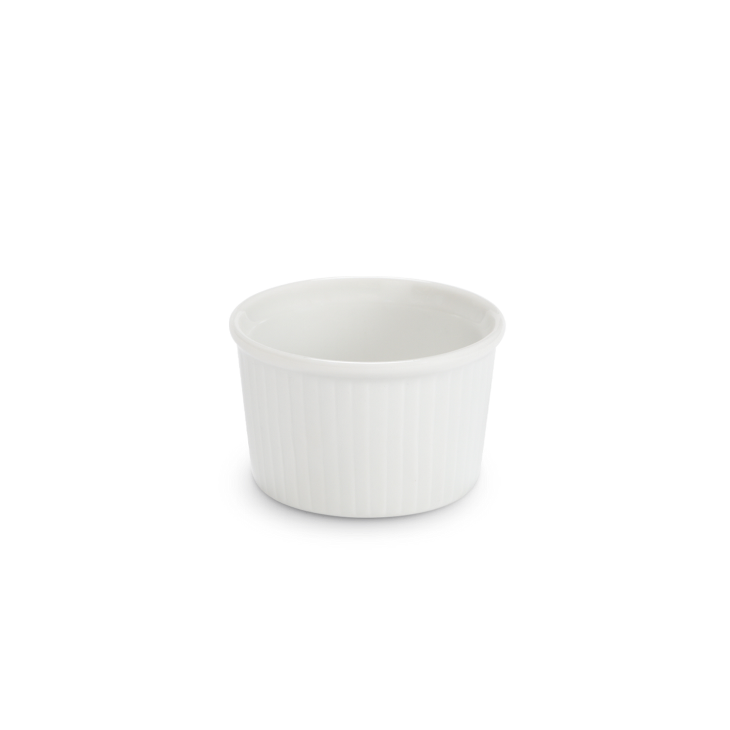 White ramekin on a white background